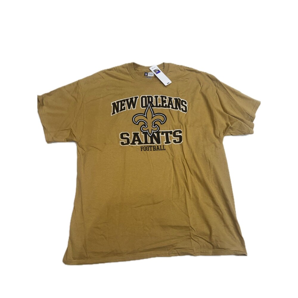 New Orleans Saints NFL T-Shirt Tan Football Fleur-de-lis Sz XXL NWT Mens Cotton